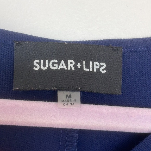 Navy Dress with Lace Sleeves - Picture 3 of 5